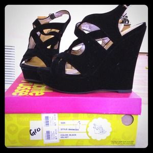 Charlotte Russe black seude wedge heels size 7