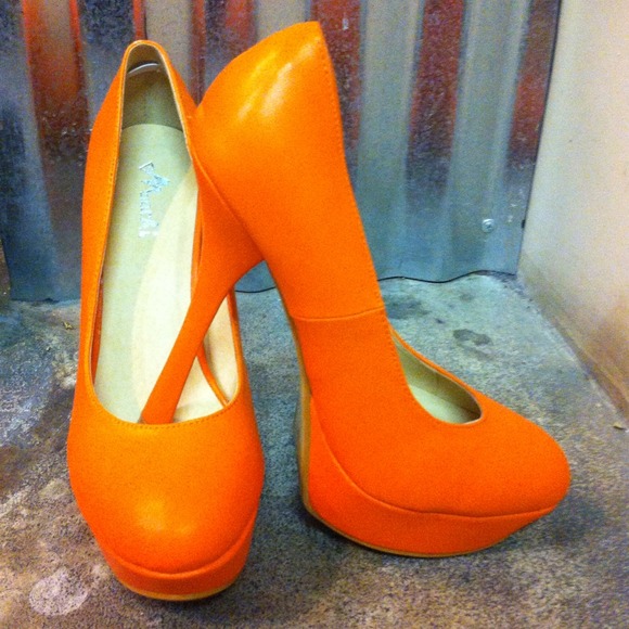 Fancy Orange Platform Stiletto Heels