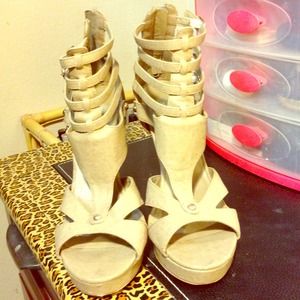 Nude 3 1/2 inch heel sandals