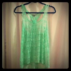 Neon green lace tank
