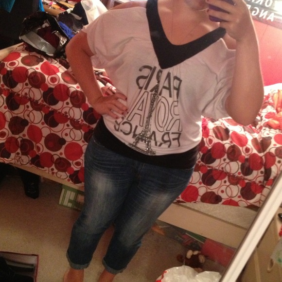 Flowy top with banded waist and open shoulders