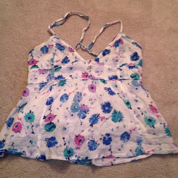 Cropped tank top with flower print