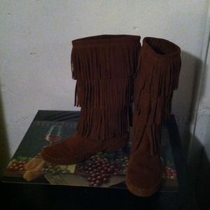 LC Lauren Conrad Fringe Calf boots