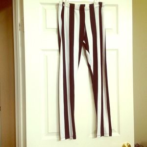 Black and white vertical striped leggings