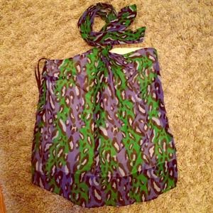 INC. blue and green snake skin silk halter