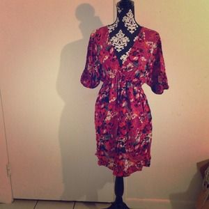 Floral print v line dress