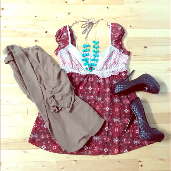 Reduced!! Free People red and brown top