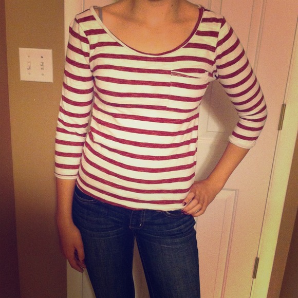 Red and white stripe shirt