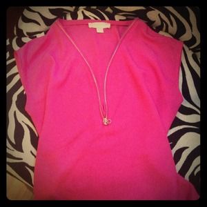 MICHAEL ~ Michael Kors Fucshia Pink Zipper Top