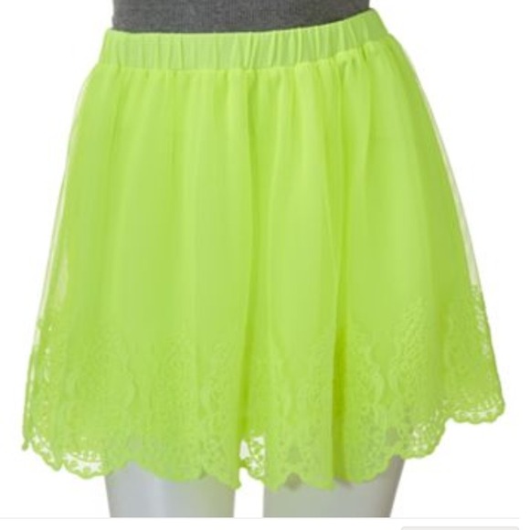 Neon Mesh Embroidered Skirt