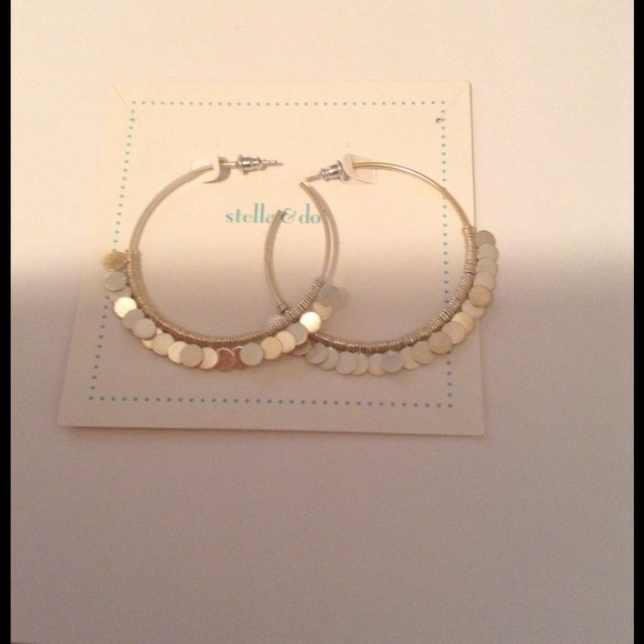 Stella & Dot silver and gold hoops.