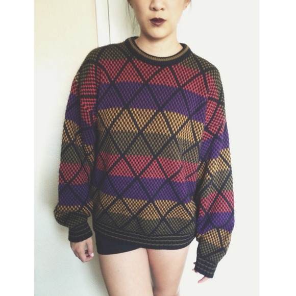 Vintage Cosby Diamond Sweater - Picture 2 of 2
