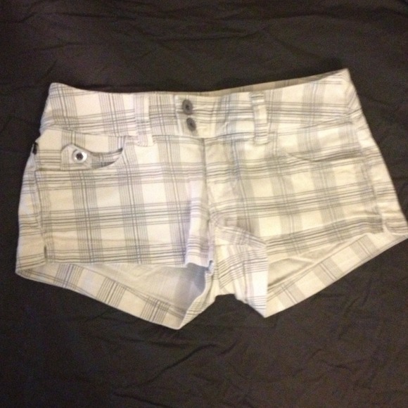 YMI white plaid shorts