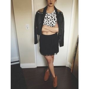 Vintage Hand-Studded Pleather Jacket