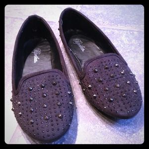 Black studded loafers