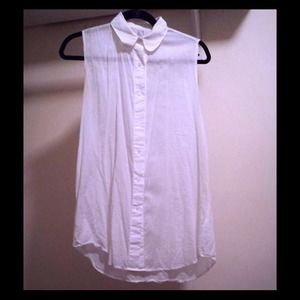 American Apparel White Sleeveless Button Up