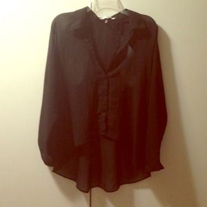 High low open back black top