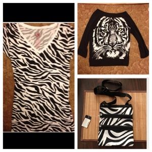 Tiger Shirt and Zebra Top and Bag Bundle