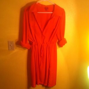 Orange collared dress.