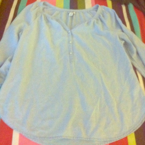 NWOT Light Blue Peasant Top