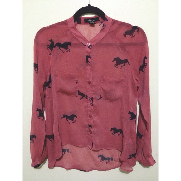 💘BUNDLED💘 Silky Mauve and Navy Horse Blouse