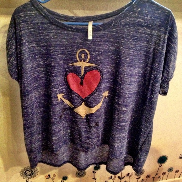 ❤⚓ Heart Anchor Drapey Hi-Low Oversized Shirt Top