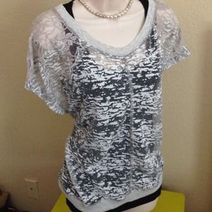 Miss Me grey and white blouse