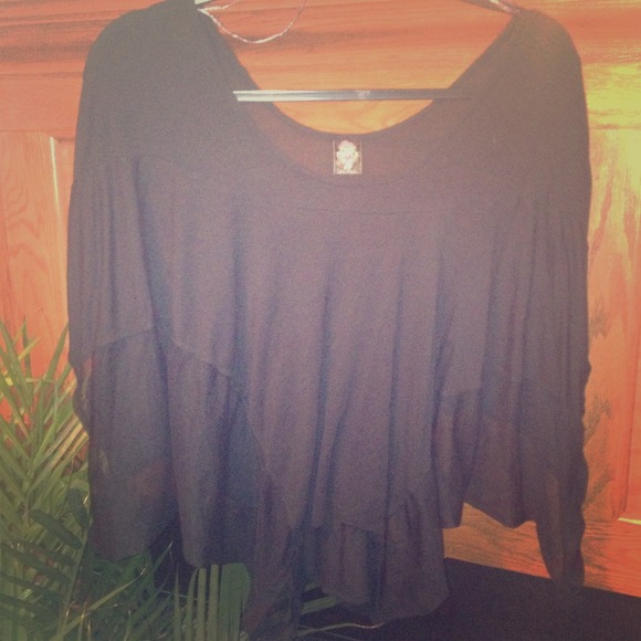 Black Free People top with sheer sides!