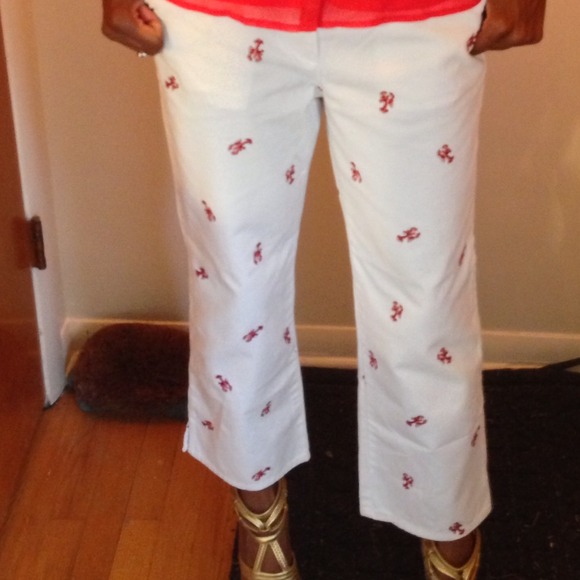 J. Crew Pants - Reduced J Crew Lobster Embroidered Pants Size 4