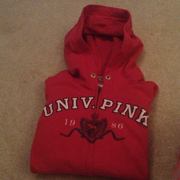 A red Victoria secret zip up