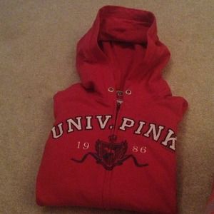 A red Victoria secret zip up
