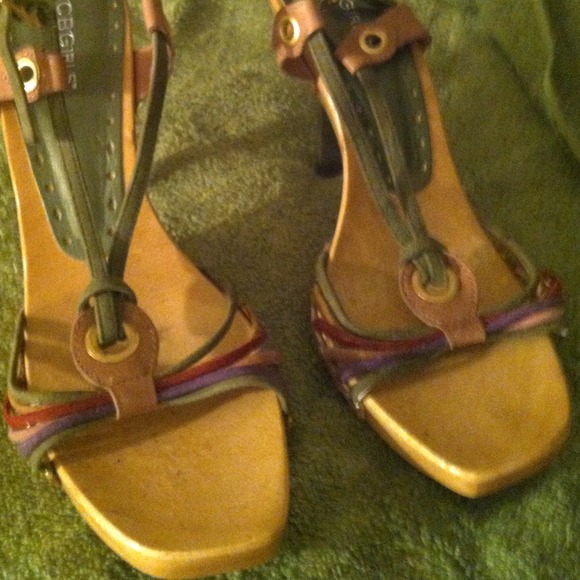 Colorful suede sandals