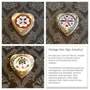 Bundle of 4 Vintage Hex Sign Pendant.