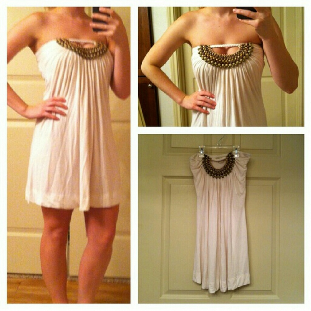 Off White Strapless Dress