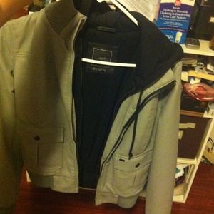 Grey obey leather jacket