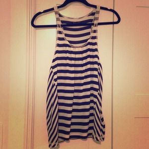 Silk black and white striped Madewell tank