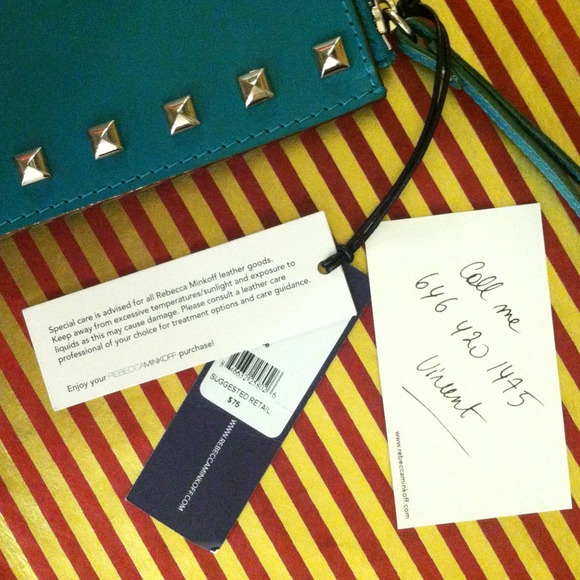 OnHold🍒Rebecca Minkoff Turquoise StudClutch🍒 HP - Picture 3 of 4