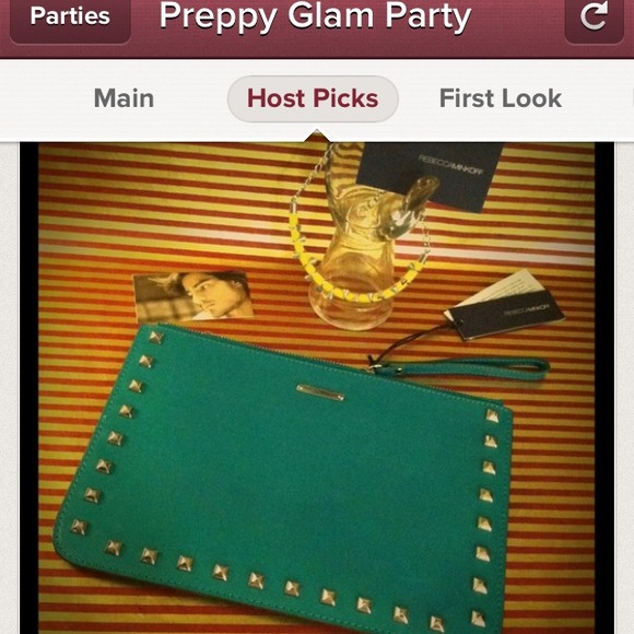 OnHold🍒Rebecca Minkoff Turquoise StudClutch🍒 HP - Picture 4 of 4