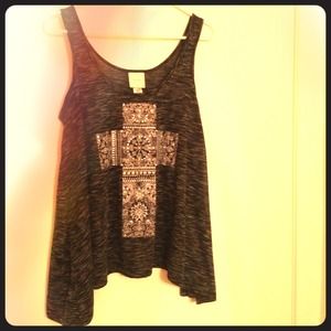 ONLY WORN ONCE! Grey sleeveless "cross" top.