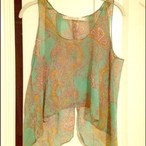 Paisley print high low open back tank