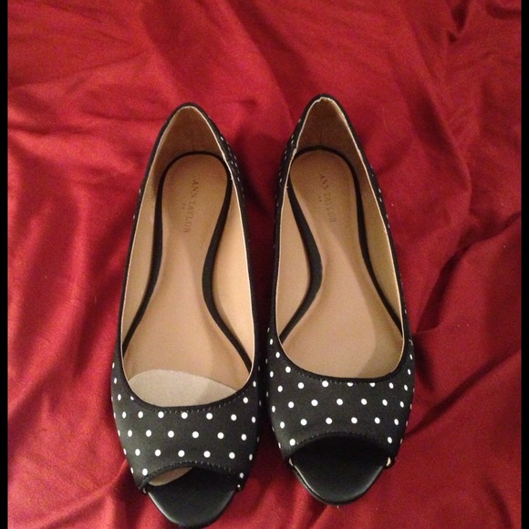 Ann Taylor Peep Toe Polka Dot Flats