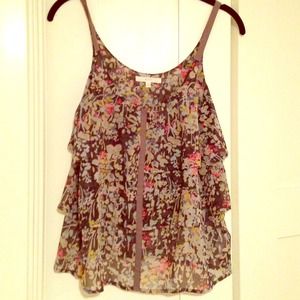 Madewell tiered silk floral print shirt