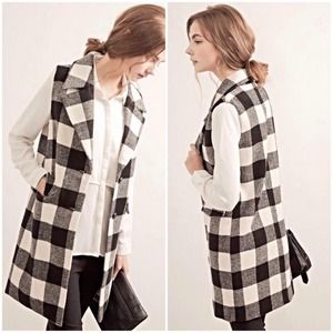 👗Stylish Monochrome Checked Waistcoat Vest Soft💋