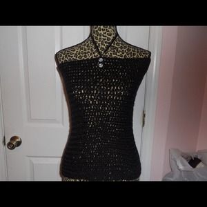Crochet black elegant halter