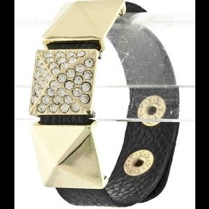 Tri Studded Leather Bracelet