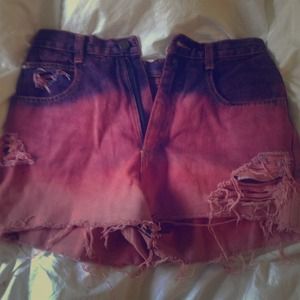 High waisted dip died jean shorts