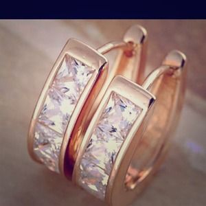 CZ hoop earrings. Small, very delicate and elegant