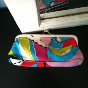 Colorful snap clutch with beading