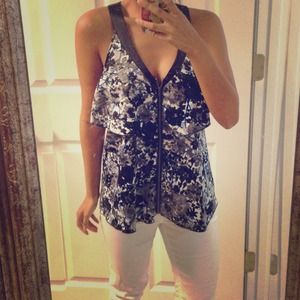 Metropark black and blue Zipper front tank