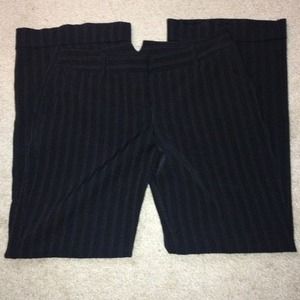 Black work pants with white pinstripe